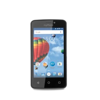 Смартфон myPhone Pocket (черен), поддържа 2 sim карти, 4" (10.16 cm) TN WVGA дисплей, четириядрен процесор 1.3 GHz, 512MB RAM, 4GB Flash памет(+microSD слот), 2.0 & 0.3 Mpix camera, Android | JAR Computers Телефон myPhone Pocket