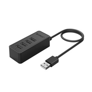 USB хъб Orico W5P-U2-100-BK-EP-HW, 4 порта, от USB Type-A към 4x USB 2.0 Type-A, черен | JAR Computers Orico W5P-U2-100-BK-EP-HW