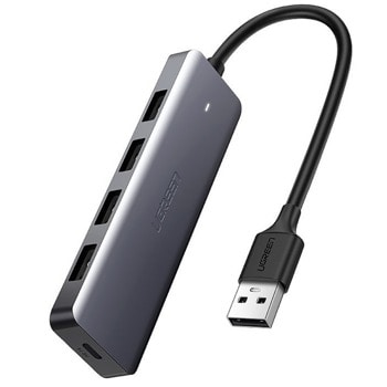 USB Хъб Ugreen USB Hub 4-port CM219 (50985), 5 порта, от USB Type-A към 4x USB 3.0 Type-A/1x USB 3.0 Type-C, 5000 Mbit/s, тъмносив | JAR Computers Ugreen USB Hub 4-port CM219 50985 / 50954