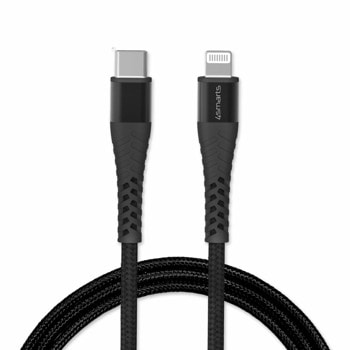 Кабел 4smarts MFI PremiumCord USB-C to Lightning Cable XXL (4S465597), от USB C(м) към Lightning(м), 3m, 20W, черен | JAR Computers 4smarts MFI PremiumCord USB-C to Lightning Cable