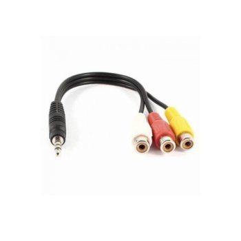 Кабел DeTech, 3.5mm Jack(м) към 3x RCA Chinch(ж), 0.25m, черен | JAR Computers DeTech 3.5mm Jack(м) към 3x Chinch(ж) 0.25m 18216