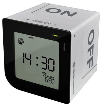 Часовник/будилник Bresser FlipMe Alarm Clock, календар, аларма, часовник, eдноцветен екран, синьо фоново осветление, сребрист image
