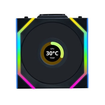 Вентилатор 120mm, Lian Li UNI FAN SL Wireless LCD Reverse Blade, 4-pin, 1900rpm, черен | JAR Computers Lian Li G99.12RSLLCD1W1B.00