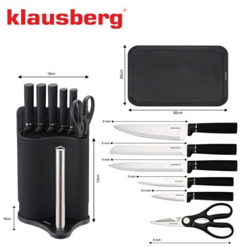 комплект ножове klausberg kb 7977 8 части черен