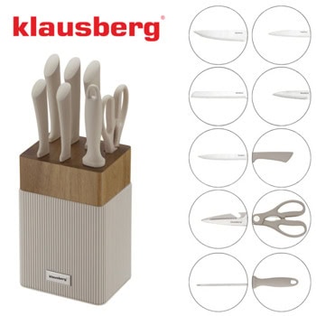комплект ножове klausberg kb 7984 8 части бежов