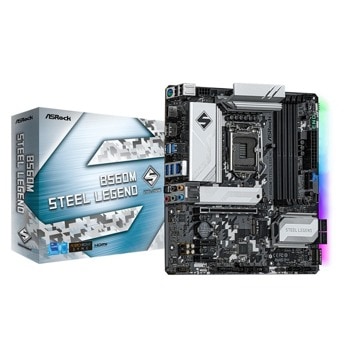Дънна платка ASRock B560M STEEL LEGEND, B560, LGA1200, DDR4, PCI-E 4.0 (DP/HDMI), 6x SATA 6Gb/s, 2x M.2, 4x USB 3.2 Gen 1, Micro ATX | JAR Computers ASRock B560M STEEL LEGEND