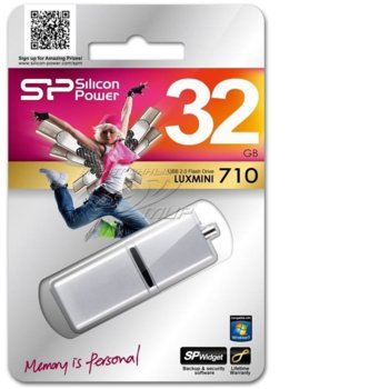 Памет 32GB USB Flash Drive, Silicon Power LuxMini 710, USB 2.0, сребриста | JAR Computers 32GB USB Flash Silicon Power LuxMini 710 Silver