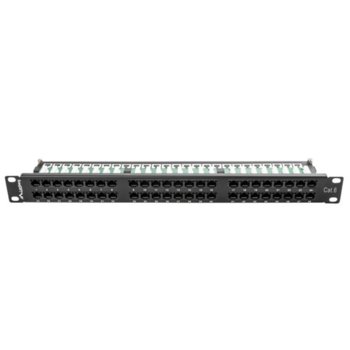 Пач панел Lanberg PPU6-1048-B, 48x порта, 19", 1U, Cat.6, IDC T568A/T568B, черен | JAR Computers Lanberg PPU6-1048-B