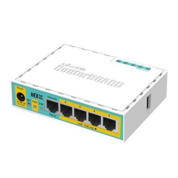 Рутер MikroTik hEX PoE lite, 5x LAN 10/100, 64MB RAM | JAR Computers MikroTik hEX PoE lite