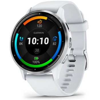 Смарт часовник Garmin Venu 3 (Silver/Whitestone), 1.4" (3.54cm) AMOLED дисплей, Bluetooth, ANT+, Wi-Fi, GPS, пулсомер, проследяване на стреса, мониторинг на съня, профили за бягане и плуване, 5ATM, до 14 дни живот на батерията, бял | JAR Computers Garmin Venu 3 Silver/Whitestone 010-02784-00