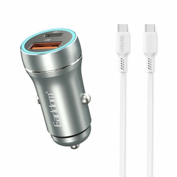 Зарядно устройство Earldom ES-CC29, за кола, от автомобилна запалка към USB-C(ж), USB-A(ж), 12V/2.5A, сребристо, QC 3.0, 30W | JAR Computers Earldom ES-CC29 40351