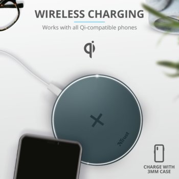 TRUST Qylo Fast Wireless Charging Pad Blue 23864