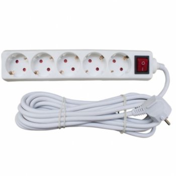 Разклонител Okoffice, 5 гнезда, с ключ, 5 м кабел | JAR Computers Разклонител Okoffice