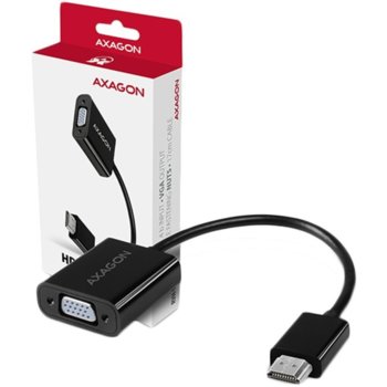 Кабел AXAGON RVDM-VG, от HDMI(м) към VGA(ж), до FullHD резолюция, 0.15m, черен | JAR Computers AXAGON RVH-VGN