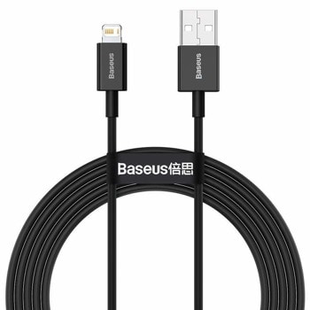 Кабел Baseus Superior Lightning Black (CALYS-01), от USB-A(м) към Lightning(м), 2m, 2.4A/12W, черен | JAR Computers Baseus Superior Lightning CALYS-C01