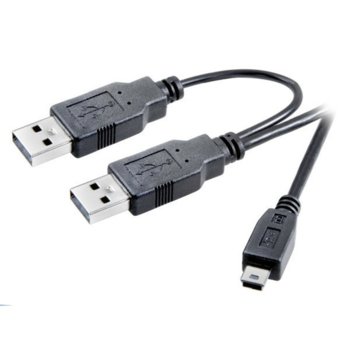 Кабел Vivanco 45290, 2x USB A(м) към USB Mini B(м), 1m, черен image
