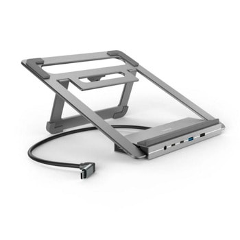 Докинг станция HAMA Connect2Office Stand, от USB-C към 1x DP, 4x USB-A, 2x USB-C, 1x Ethernet, 1x 3.5mm, 2x HDMI, сива | JAR Computers Докинг станция HAMA Connect2Office Stand