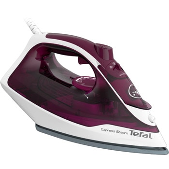 Парна ютия Tefal FV2835E0, Cerilium плоча, до 30 г/мин непрекъсната пара, 160 г/мин парен удар, Anti scale system, Anti-Drip system, 2400W, бяла/лилава | JAR Computers Tefal FV2835E0