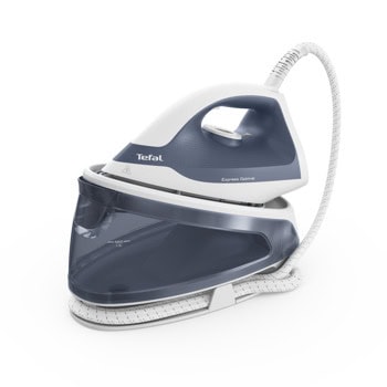 Парогенератор Tefal SV4110E0, 110 г/мин непрекъсната пара, 190 г/мин парен удар, 1200 мл. резервоар, Calc Clean, Xpress Glide плоча, 2200W, синя | JAR Computers Парогенератор Tefal SV4110E0