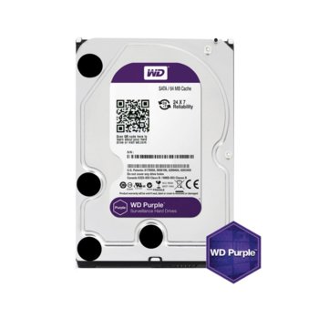 Твърд диск 6TB Western Digital Purple SATA 6Gb/s, 5400 rpm, 64MB кеш, 3.5" (8.89 cm) | JAR Computers 6TB Western Digital WD Purple WD60PURZ