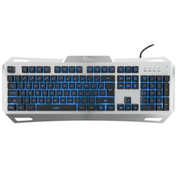 Клавиатура White Shark GK-1623 GLADIATOR, гейминг, подсветка, метална база, бяла, USB | JAR Computers WHITE SHARK GK-1623 GLADIATOR