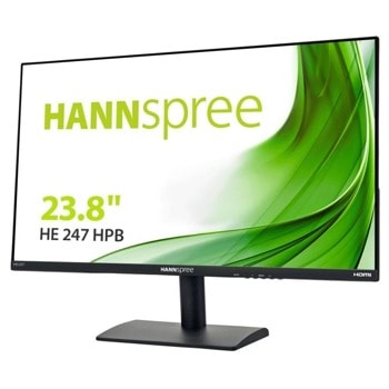Монитор HANNSPREE HE247HPB, (60,45cm) 23.8", LED панел, 75 Hz, 1920 x 1080 Full HD, 5 msec, 8.000.000:1, 250 cd/m², HDMI / VGA | JAR Computers HANNSPREE HE247HPB