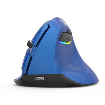 Мишка Delux M618 Mini, оптична(2400dpi), безжична (Bluetooth и 2.4GHz), USB C, вертикална, синя | JAR Computers Безжична вертикална мишка DELUX M618mini blue