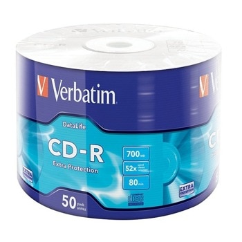 Оптичен носител CD-R 52x, 700MB, Verbatim 43787, 52x, 50 бр. | JAR Computers Verbatim CD-R фолио 50 43787