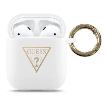 Защитен калъф Guess Triangle за Apple Airpods / Apple Airpods 2, бял | JAR Computers Guess Triangle GUACA2LSTLWH