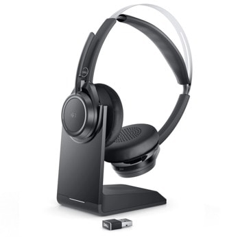Слушалки Dell Premier Wireless ANC Headset - WL7022, безжични, микрофон, Bluetooth, професионални, станция за зареждане, черни | JAR Computers Dell Premier Wireless ANC Headset - WL7022