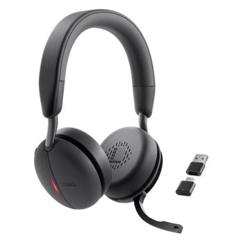 Слушалки Dell WL5024, безжични, Bluetooth, USB-C, USB-A адаптер, микрофон, ANC, до 78 часа време на работа, сертифицирани за Microsoft Teams и Zoom, черни | JAR Computers Слушалки Dell WL5024 520-BBGM
