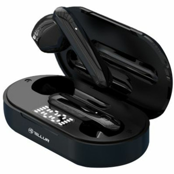 Слушалки Tellur FLIP, безжични, Bluetooth 5.0, микрофон, тип "тапи", True Wireless, до 2.5 часа време на работа, AUX, черни | JAR Computers TELLUR FLIP True Wireless Black TLL511401
