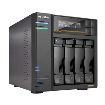 Мрежови диск (NAS) Asustor LOCKERSTOR 4 Gen3, четириядрен AMD Ryzen V3C14 2.3/3.8GHz, без твърд диск (4x SATA 2.5/3.5", 4x NVMe M.2 2280), 16GB DDR5 ECC, 2x 5GbE LAN, 2x 10GbE LAN, 2x USB4, 3x USB 3.2 Gen 2 Type-A | JAR Computers ASUSTOR LOCKERSTOR 4 Gen3 AS6804T