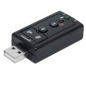 Външна звукова карта Manhattan 152341, 7.1, USB 2.0, контроли за силата на звука, черна | JAR Computers MANHATTAN 152341