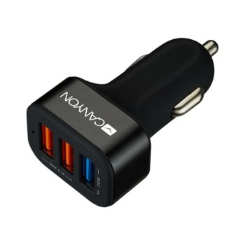 Зарядно устройство Canyon, от автомобилна запалка към 3x USB (ж), 5V, 2.1A, черно | JAR Computers Canyon Universal 3x USB car adapter