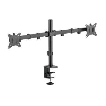 Стойка за монитор Lumi LDT13-C024, за плот, за екрани от 17" до 32", VESA до 100x100, до 9кг на монитор, регулируема, за 2 бр. монитора, черна | JAR Computers SBOX LCD-352/2-2