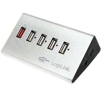 USB хъб LogiLink UA0224 4x USB 2.0 + 1Fast Charge, сив | JAR Computers USB HUB 4xUSB2.0+1Fast Charge, LogiLink UA0224