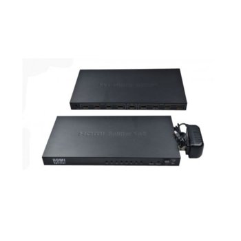 Сплитер DeTech HDMI(ж) към 8x HDMI(ж), до 1080p (1920 x 1080), скорост до 10.2Gbps | JAR Computers DeTech HDMI(ж) към 8x HDMI(ж)