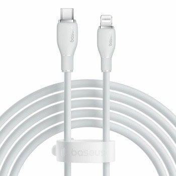 Кабел Baseus Pudding, от USB C(м) към Lightning (м), 2m, 20W, бял | JAR Computers кабел baseus pudding
