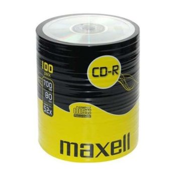 Оптичен носител CD-R, 700MB, Maxell, 52x, 100 бр. | JAR Computers CD-R80 MAXEL 700MB 52x 100 br.