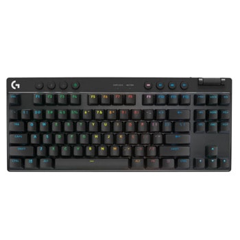 Клавиатура Logitech G Pro X TKL Lightspeed (920-012136), безжична, механична, Tactile суич, гейминг, US International Layout, RGB подсветка, USB, Bluetooth, черна | JAR Computers Logitech G Pro X TKL Ligthspeed Tactile 920-012136