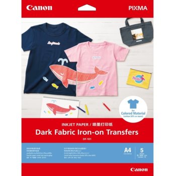 Копирна хартия Canon Dark Fabric Iron-on Transfers, A4, 160 g/m2, бял, 5 листа image