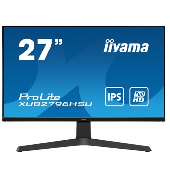 Монитор Iiyama XUB2796HSU-B1, 27" (68.58 cm) IPS панел, 75Hz, Full HD, 1ms, 80M:1, 250 cd/m2, DisplayPort, HDMI, USB image