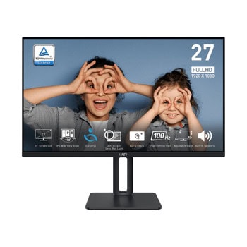 Монитор MSI Pro MP275P (9S6-3PC39M-040), 27" (68.58 cm) IPS панел, 100Hz, Full HD, 1ms (MPRT), 300cd/m2, HDMI, VGA | JAR Computers MSI Pro MP275P 9S6-3PC39M-040