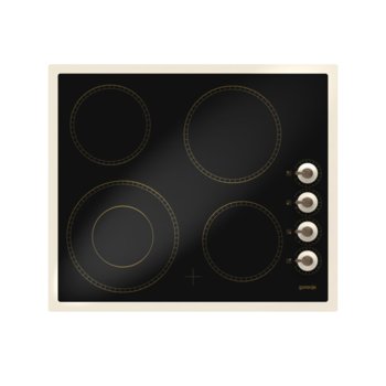 Стъклокерамичен плот GORENJE ECK 63 CLI, 6400 W, Иноксова рамка, 4 нагревателни зони, Индикатор за остатъчна топлина, Ретро дизайн, слонова кост | JAR Computers GORENJE ECK 63 CLI