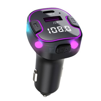 FM трансмитер C49, от 87.5 до 108.0MHz, вграден микрофон, Bluetooth, USB, слот за MicroSD карта, черен | JAR Computers FM трансмитер C49
