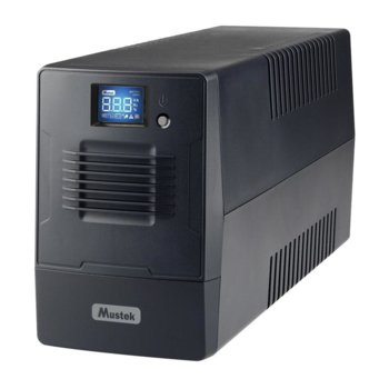 UPS Mustek PowerMust 800 800-LCD-LI-T10, 800VA/480W, LCD дисплей, Line Interactive, Mini Tower | JAR Computers Mustek 800-LCD-LI-T10