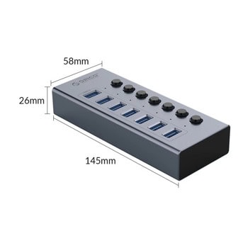 USB хъб Orico BT2U3-7AB-EU-GY-BP