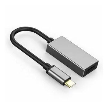 Преходник DeTech, от USB Type-C(м) към HDMI(ж), сив | JAR Computers DeTech USB Type-C to HDMI 17834