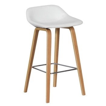 Бар стол Carmen 3088, до 100кг, дърво/еко кожа, дървена база, бук, бял image
